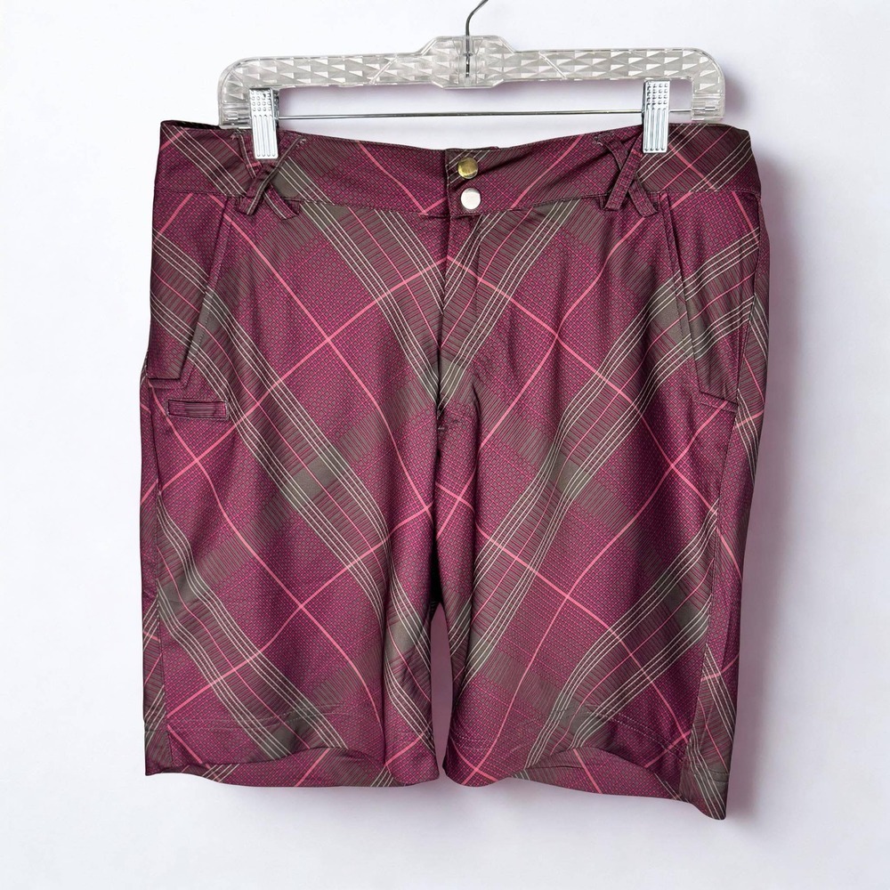 Page & Tuttle Pink Brown Plaid Golf Shorts Womens 12 Stretch Performance